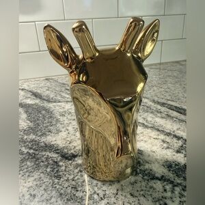 Anthropologie Gold Giraffe Vase